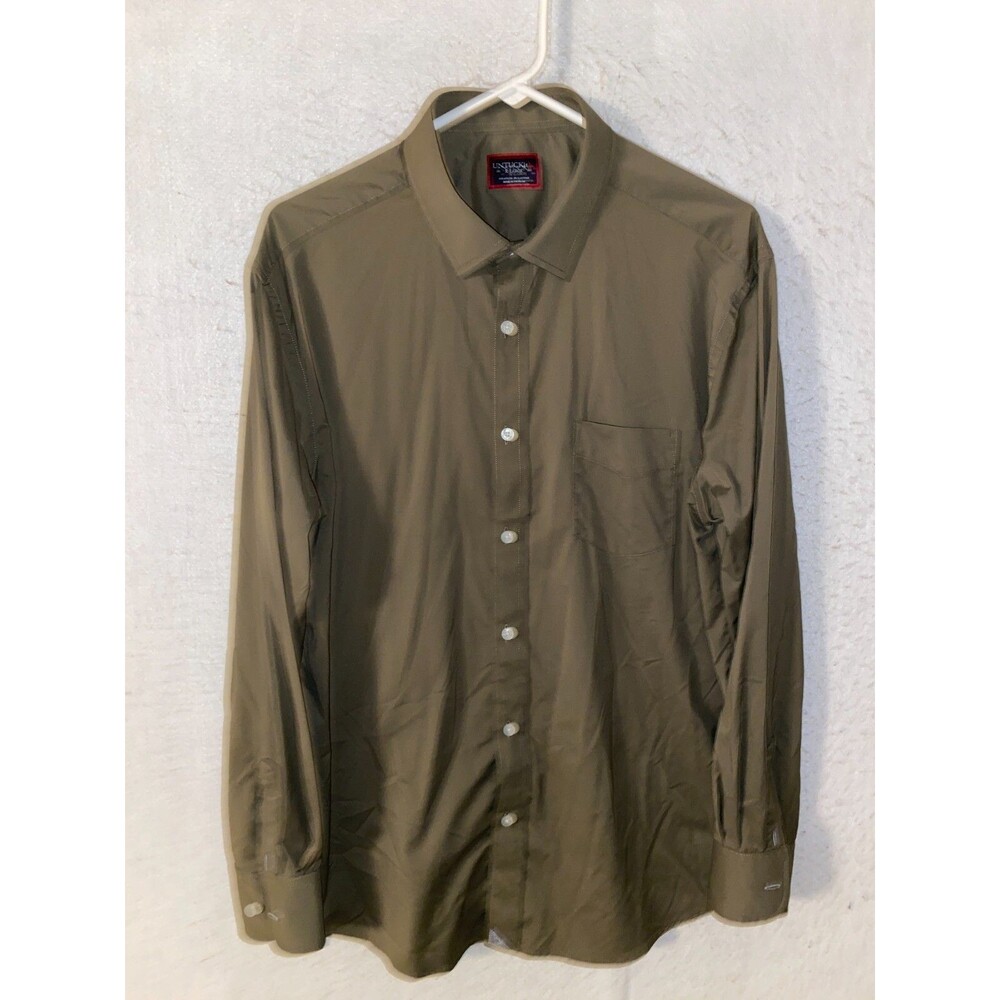 UNTUCKit Button Down Shirt Mens XL Long Sleeve Military Green Nylon